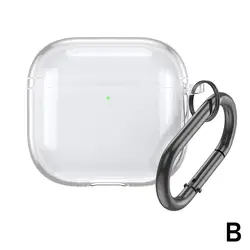 Translucent Protective AirPods Sleeve with Carabiner - Premium Drop-Proof Case Cover (Transparent)