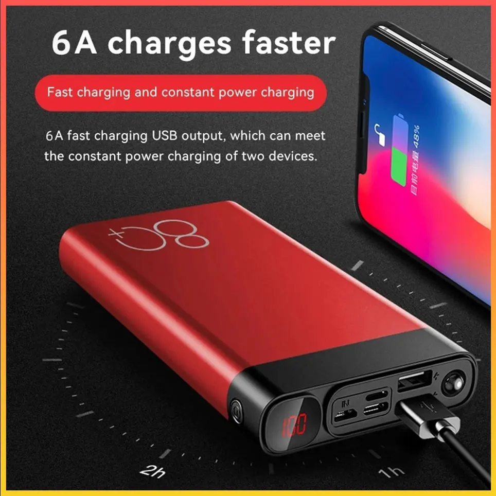 

30000mAh Large Capacity Aluminum Alloy Power Bank Multi-Socket Super Fast Charging Thin Portable Power Bank 2023 New Model