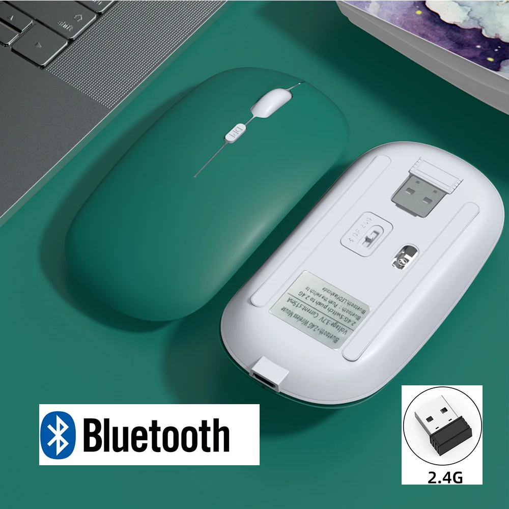 Rechargeable Wireless Bluetooth Mouse For iPad Samsung Huawei MiPad 2.4G USB Mice For Android Windows Tablet Laptop Notebook PC mouse for apple mac Mice