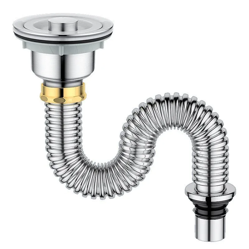 Universal Kitchen Sink Drain Filter Stainless Steel Single Tank Drain Pipe Deodorant Wash Basin Sewer Drainer Bathroom Parts