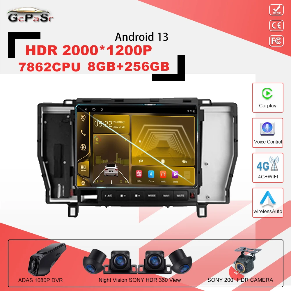 

Автомобильный радиоприемник на Android 13 с процессором 7862CPU, Android 13 для Toyota Crown 12 S180 1999-2008, GPS-навигация, Android, автомобильный стереоприемник, видео