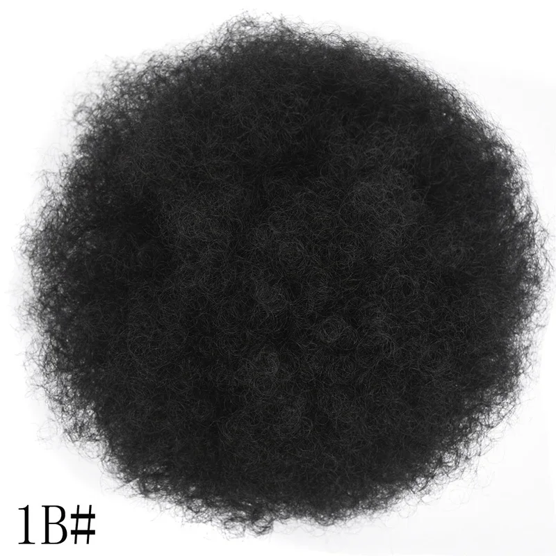 8 inch Afro Puff Human hair Ponytail Kinky Curly High Bun HairPiece African American Clip In On Updo Extensions for Black Women