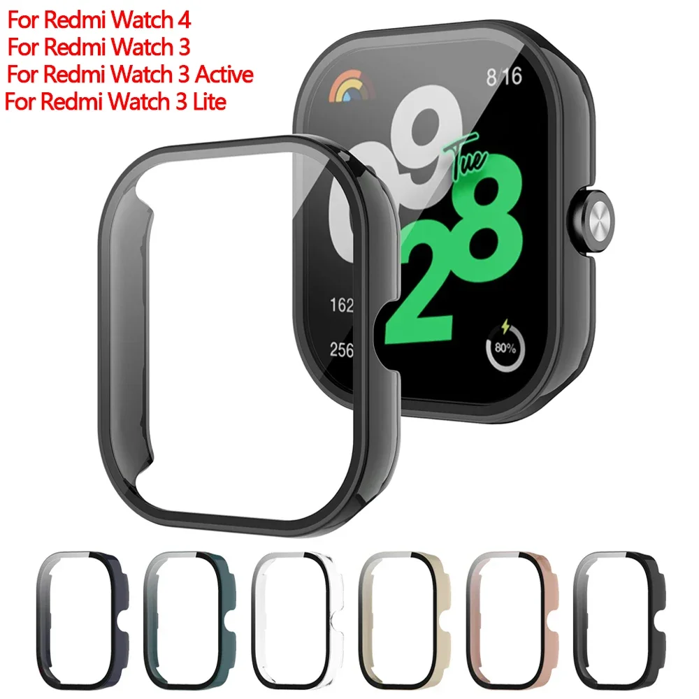 Tempered Glass+Case For Xiaomi Redmi Watch 4 PC Cover Screen Protector Shell For Xiaomi Redmi Watch 3 Active/Lite Accessories watch screen protector case