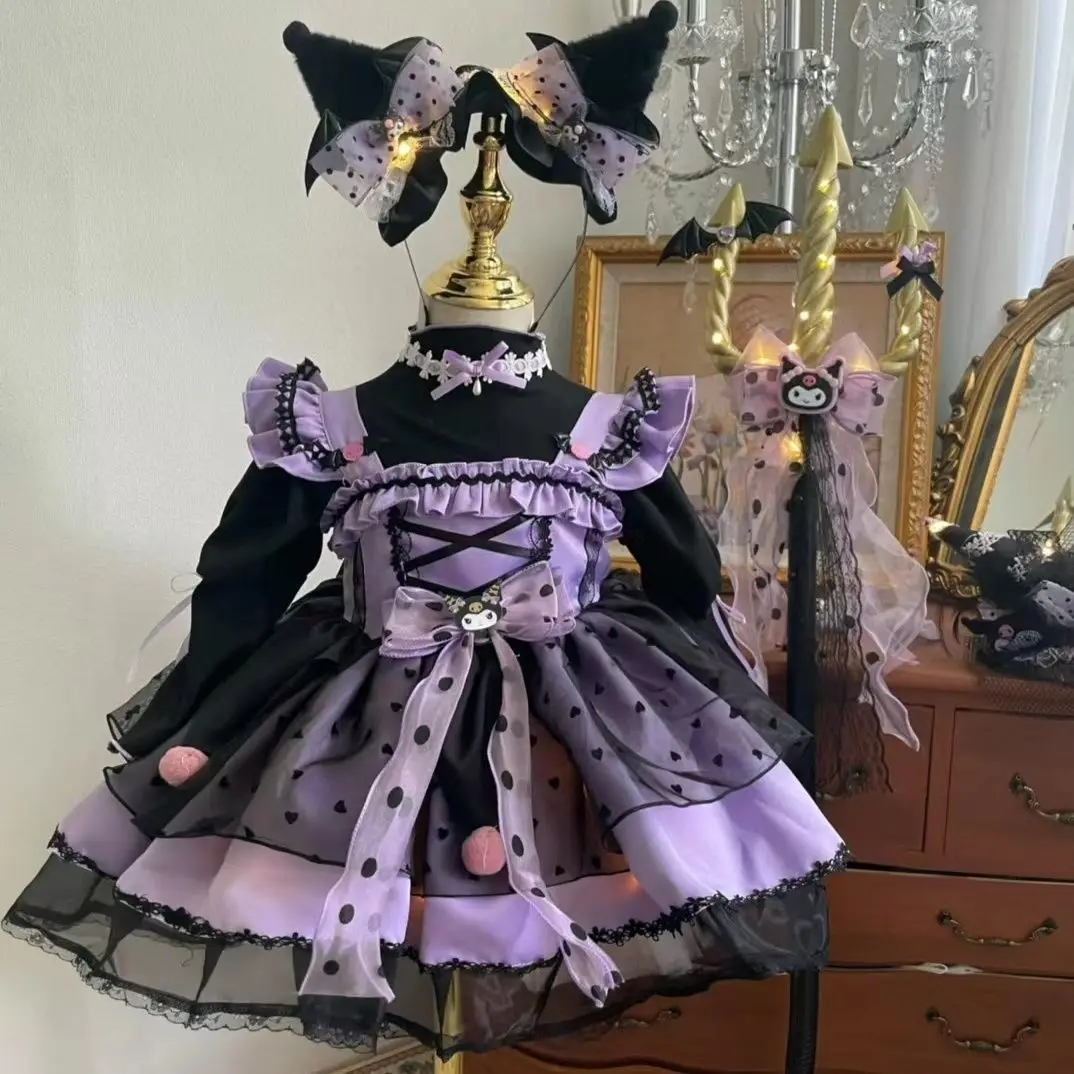 KUROMI様　ラウンジドレス　ワンピース Kawaii Sanrio Kuromi Dress Lolita Girls Party Clothes