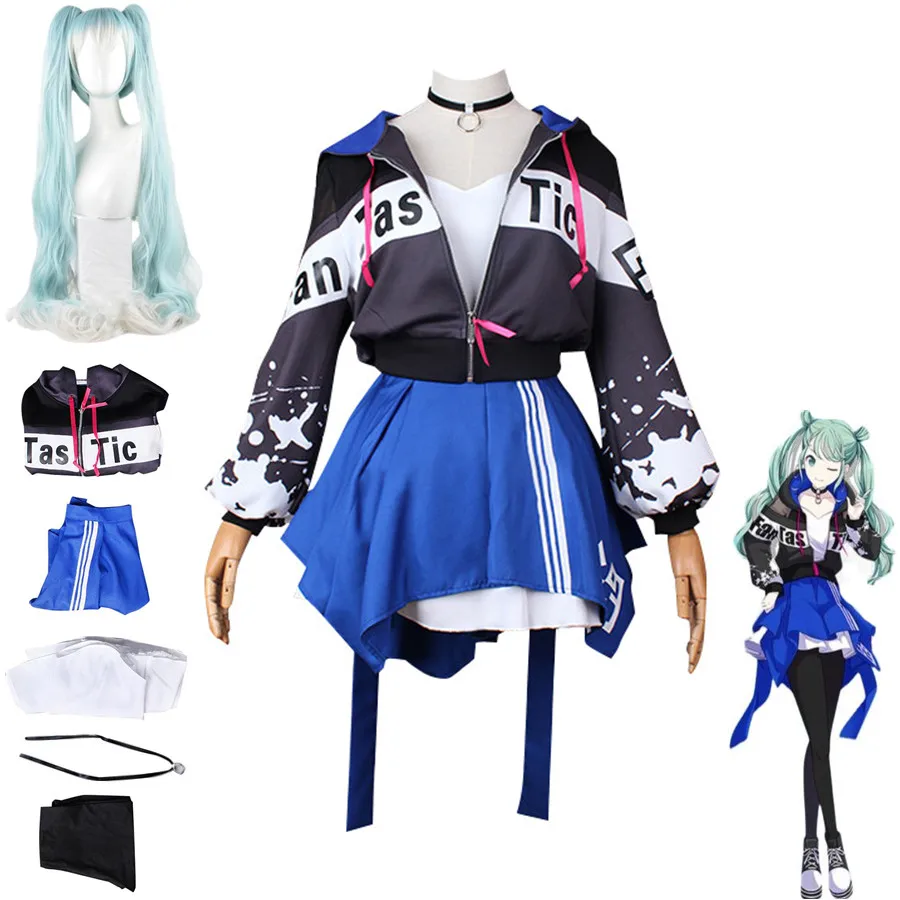 

Anime Project Sekai Colorful Stage Feat Miku Diva Cosplay Costume Wig Adult Woman Skirt Sportswear Suit