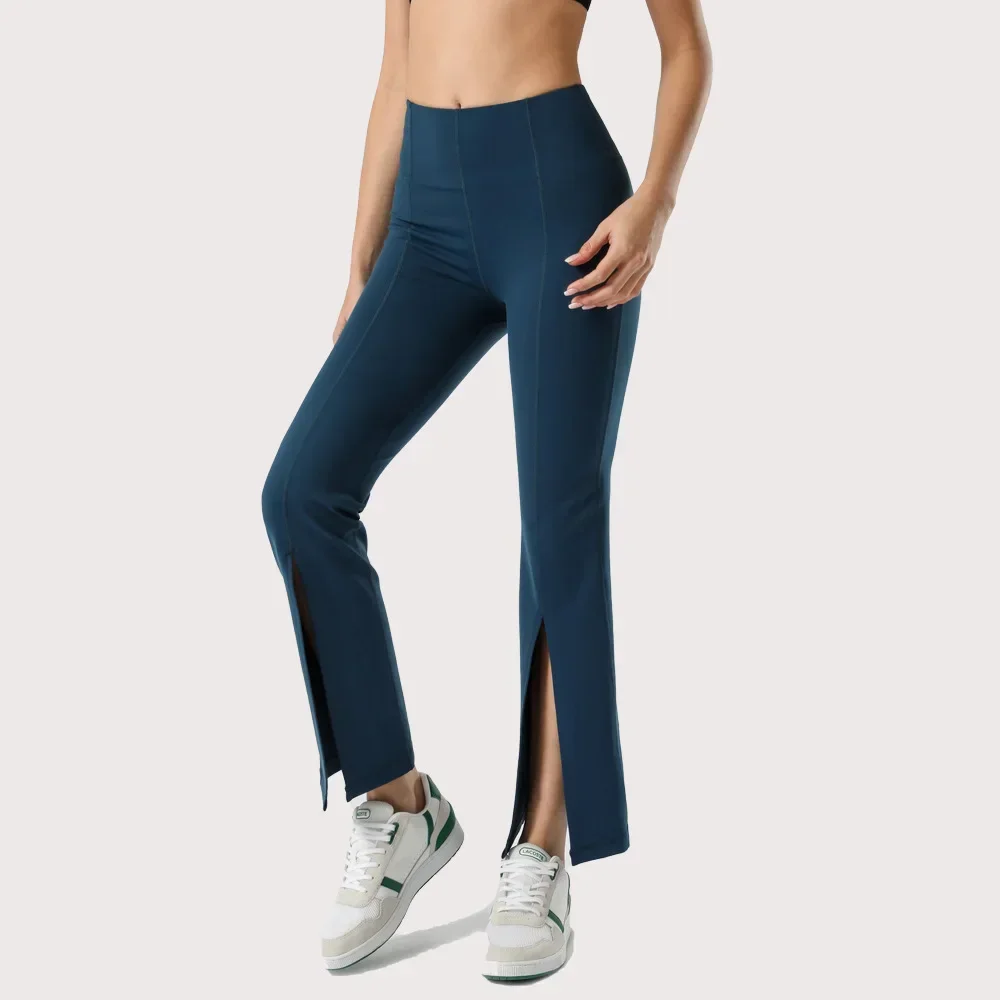 

AL Sports Pants Women's New Fashion Front Split Flare Pants Elastic Fitness Slimming Quick Drying Yoga Pants