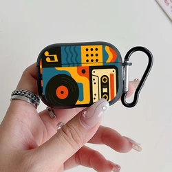 Chic Retro Music Pattern Earbuds Case with Keychain - TPU Protective Cover - Airpods Pro 2 (1)