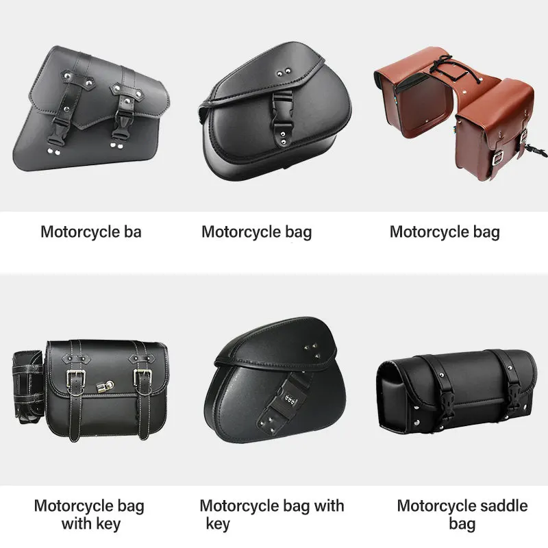 Universal Motorcycle Saddlebags Side Tool Pouch PU Leather Luggage Storage Bags Saddle Bags For Honda/Yamaha/Suzuki
