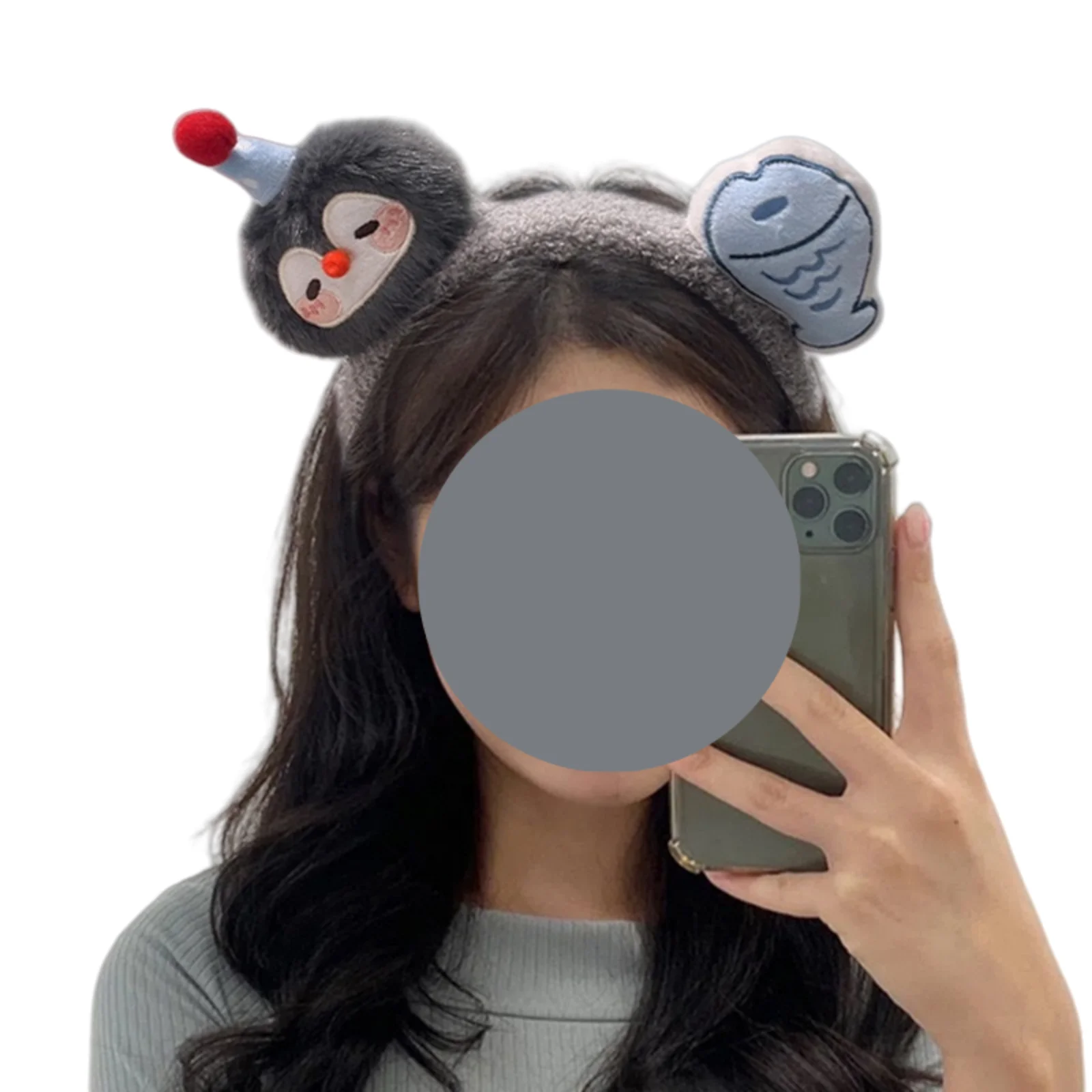 1PC  Cute Plush Headbands-Penguin&Fish Design, Soft Headwear for Women, Ideal for Daily, Party, Cosplay, Kawaii Hair Accessories