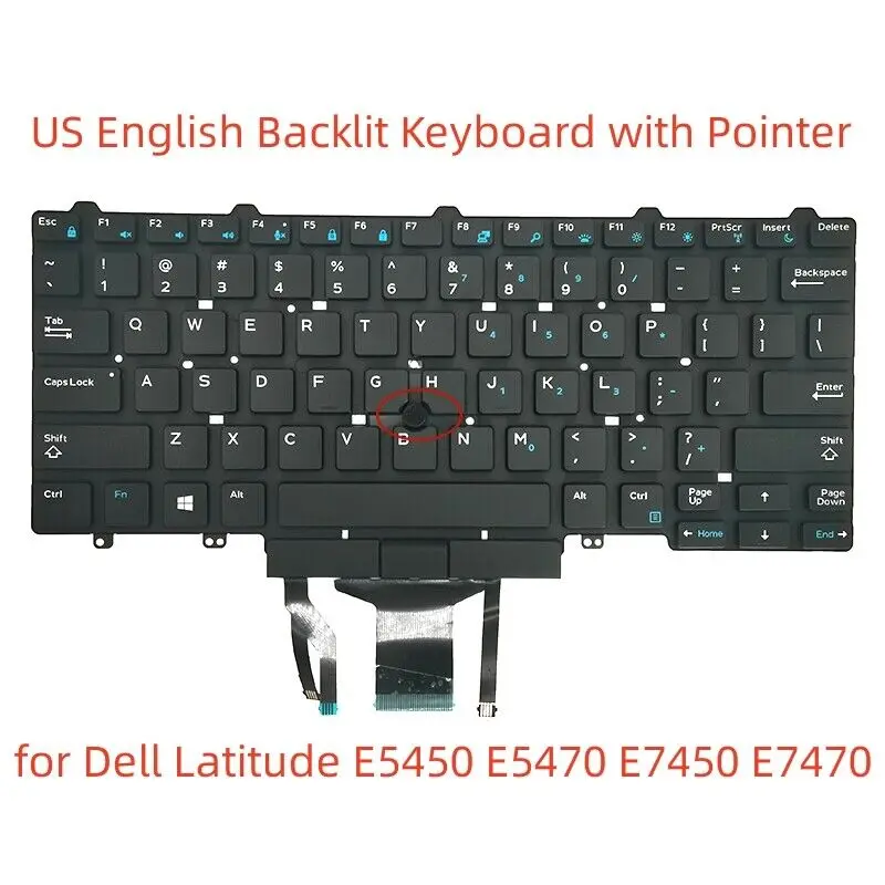 Tastiera Retroilluminata Usa Per Dell Latitude E5450 E5470 E7450 E7470 E5480 Con Puntatore