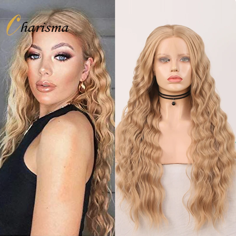 

Charisma Synthetic Lace Front Wig Long Wavy 26 Inches Body Wavy Lace Wig For Women Lace Front Wig Ash Blonde Cosplay Wig