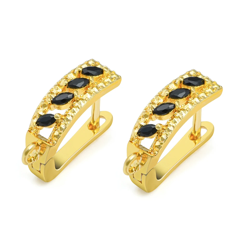 1 Paar Multi Style 18 Karat Gold/rhodiniert mit schwarzem Zirkon Messing Ohrringhaken DIY Damen Ohrringherstellung Zubehör Großhandel – Detail 8