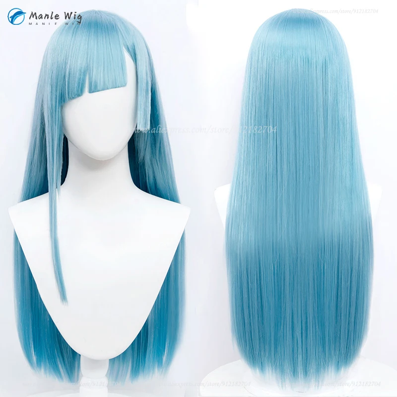 

Парик для косплея Miwa Kasumi длиной 65 см, прямой синий женский парик, термостойкие синтетические волосы, искусственные волосы для Хэллоуина, искусственные аниме-парики для косплея