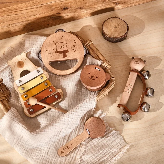 Jouets musicaux Montessori pour bébés de 0 à 3 ans, hochet, cloche, tambour, Xylophone, Percussion, Instruments éducatifs précoces 5