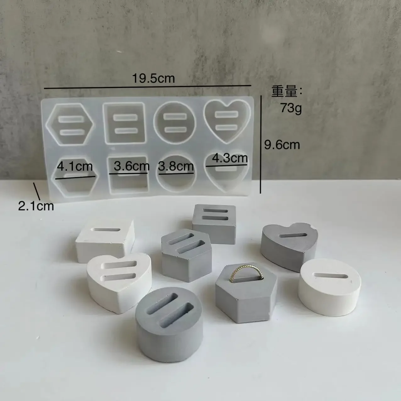 Silicone Mold 8 Holes Ring Holder Crystal Epoxy Resin Mold Round Hexagonal Love Ring Support Mirror Silicone Mold DIY Display Stand Molds