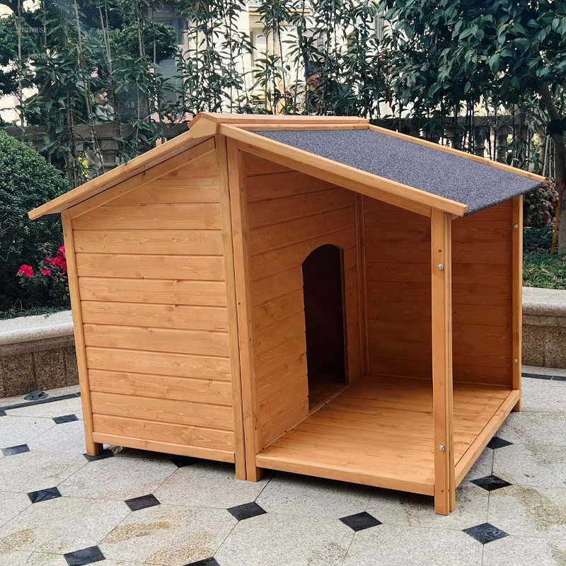 Perreras de madera maciza para exteriores, caseta a prueba de lluvia y  protector solar para perros, patio grande, casa de Villa, tipo jaula para  perros, perrera - AliExpress