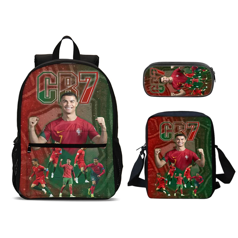 Cartoon C-CR7 Football-Stars Child Backpack,Shoulder Bags,Pencil Bags for 4-8 Years Old Anime School Bags for Boy Girl Best Gift 4