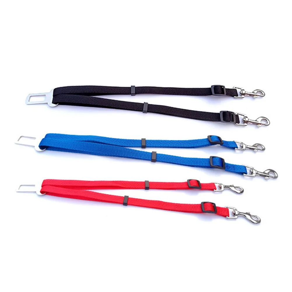 Pet Cat Dog Car Seat Belt Adjustable Vehicle Harness Leash Clip For Two Dogs Safety Traction Dog Collar Accessoires dog seat belt,dog harness,pet harness leash,seat belt clip,pet seat belt