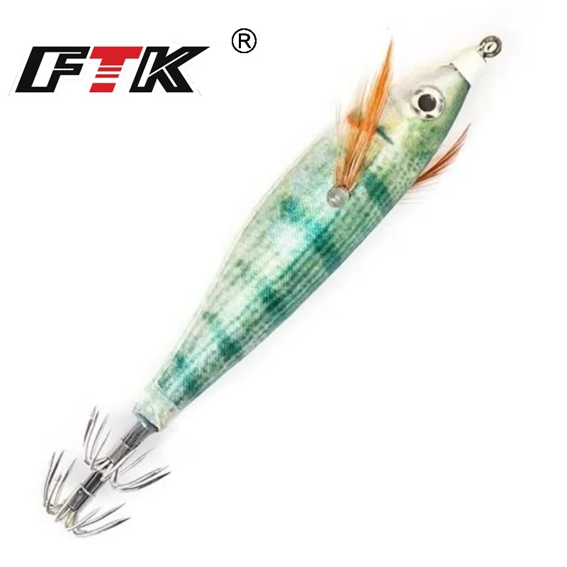 FTK 10g Leucht Tintenfisch Jig Angeln Lockt 3D Auge 8cm Garnelen Tintenfisch Haken Octopus Köder Künstliche Köder Meer angeln Zubehör