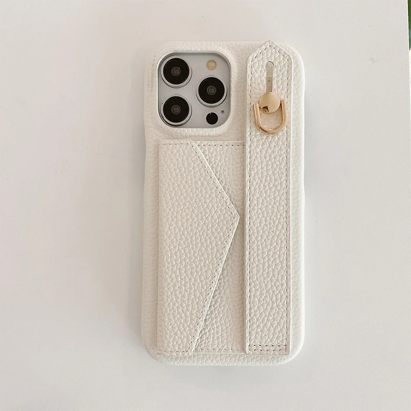 Luxurious Leather Wrist Strap Wallet Case with Card Holder