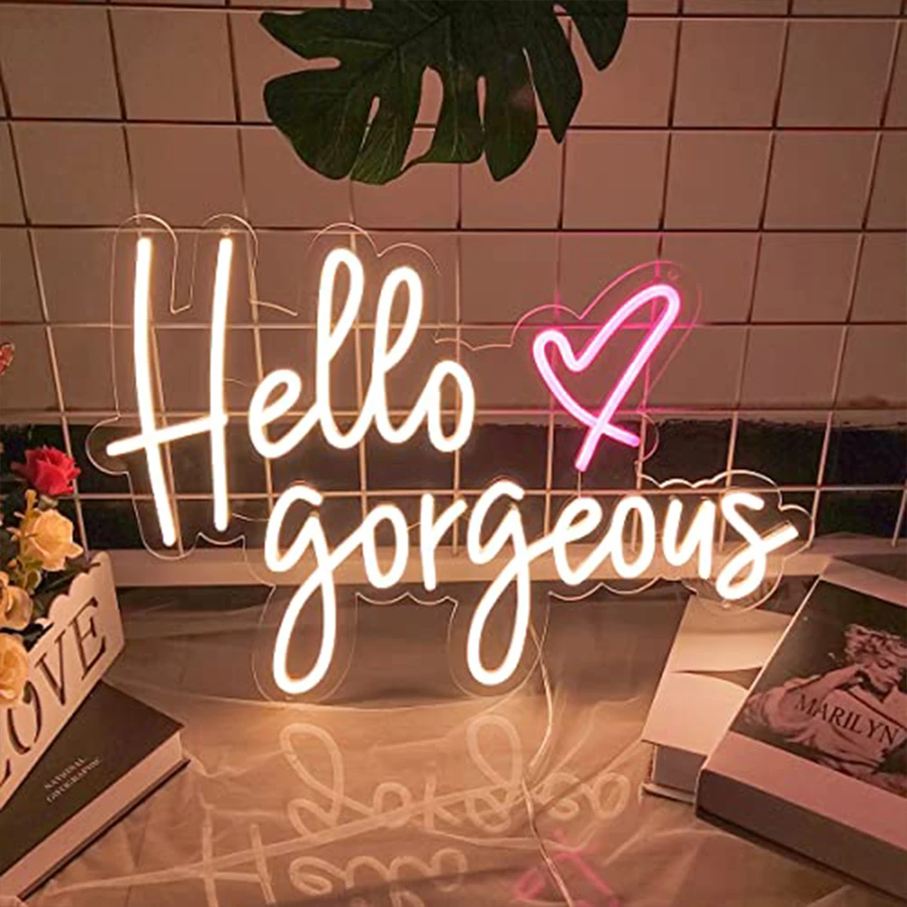 

Hello Gorgeous Neon Custom LED Neon USB Sign Light Party Bedroom Wedding Festive Celebration Wall Background Decoration