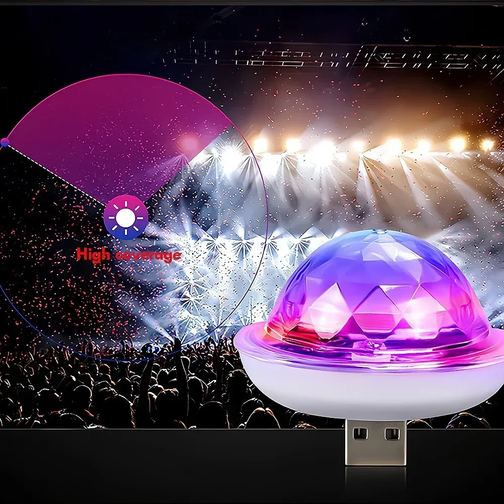 Car LED RGB USB Dj Lamps Bar Night Light Stage Atmosphere Decorative Micro Disco Ball Sound Party Projection
