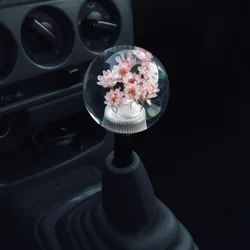 JDM Car Manual Shifter Head Shift Knob Stick Crystal Transparent Flower Gear Shift Knob red pink purple yellow green