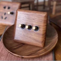 Antique Walnut Wood Panel1-4 Gang Wall Switch Socket Embedded EU/Ru Power Outlet Retro Brass Toggle Switch86x86mm Blue LED Light 4