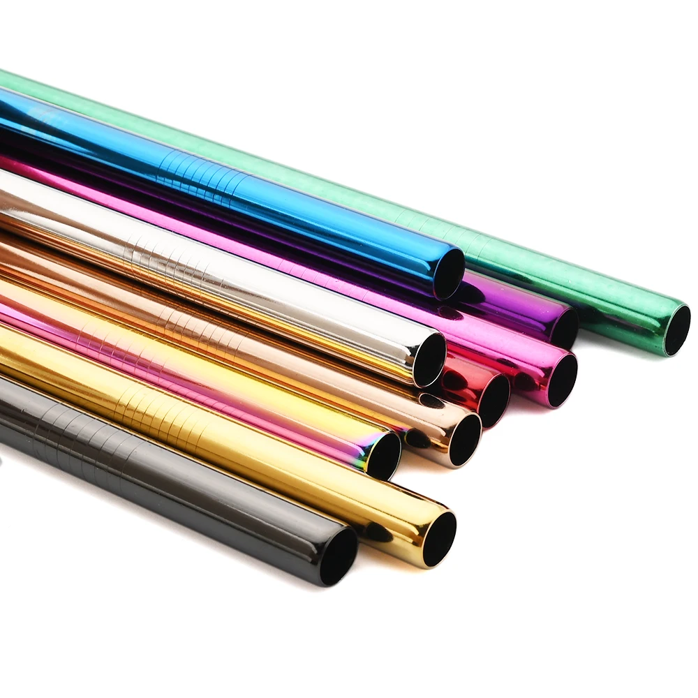 10 Pailles réutilisables en Acier Inoxydable mutli couleurs Paty&Co 304