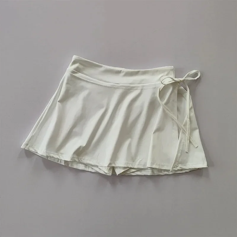 Sports Yoga Skirt Badminton Tennis Skirt Pants Half-body Quick Drying Pocket Side Split Strap Pants For Outwear
