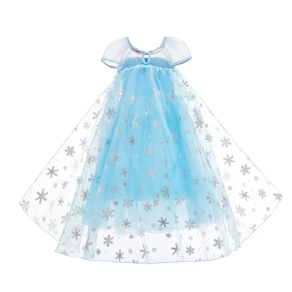 Mädchen Sommer glänzendes Freizeit kleid für Kinder Geburtstags feier Elsa Anna verkleiden Stoff Schnee königin Karneval Halloween Cosplay Kostüm – Detail 28