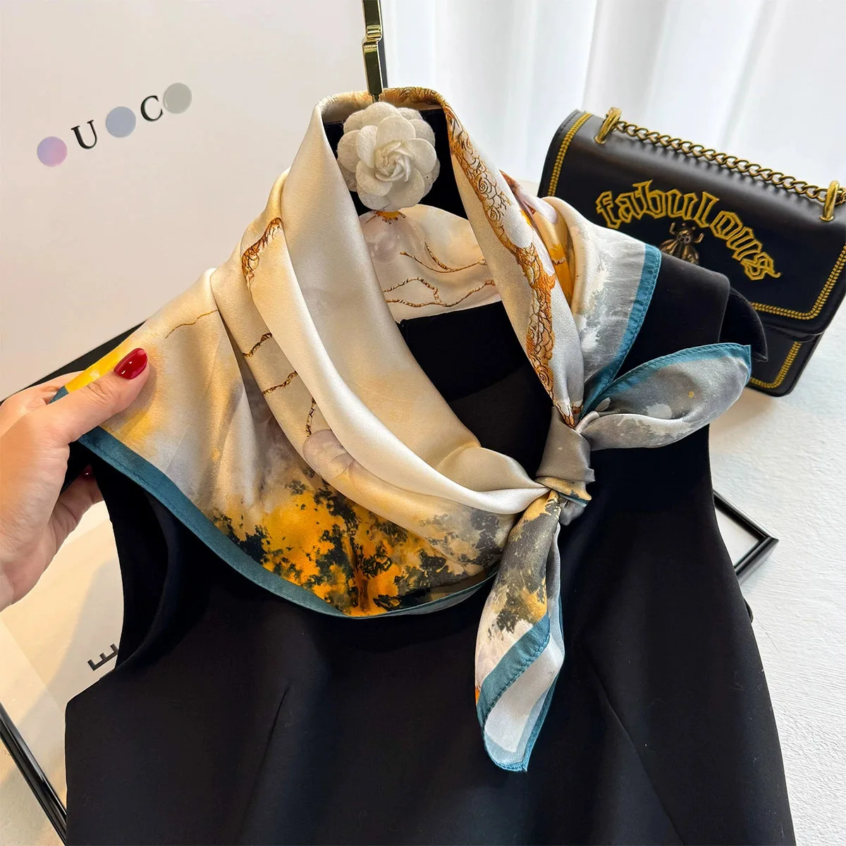 100% Mulberry Silk Square Scarf for Women