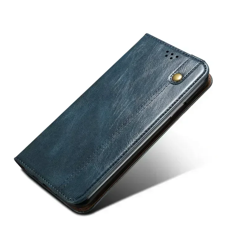 Luxury Leather Texture Flip Wallet Case with Book Cover Design
