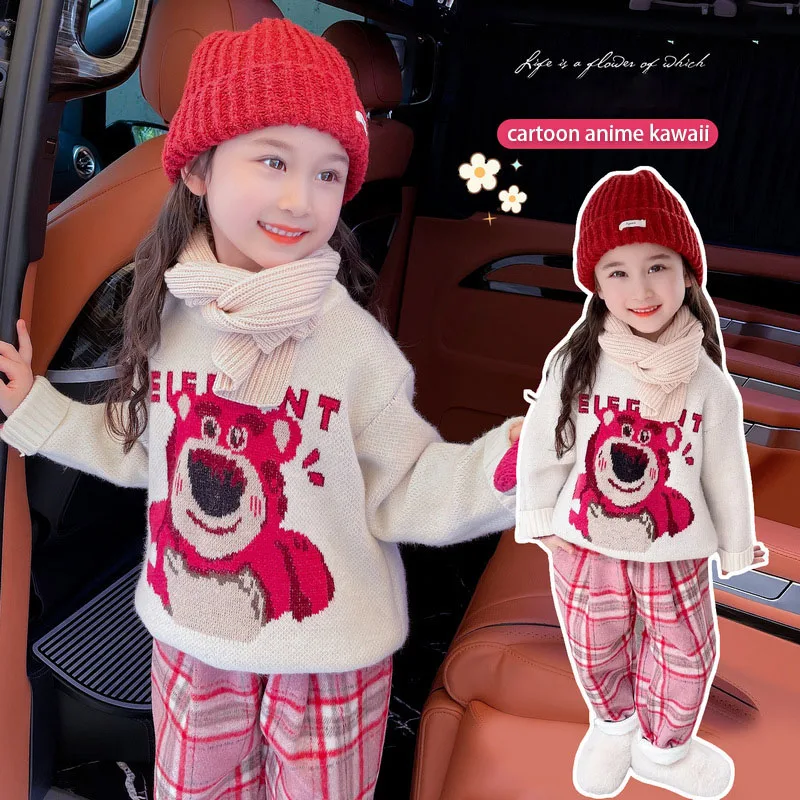 

Cartoon Girls Autumn and Winter Sweaters Cute Children Top Lotso Knitwear Christmas Sweater Zara Kids Girls Clothin Student Gift