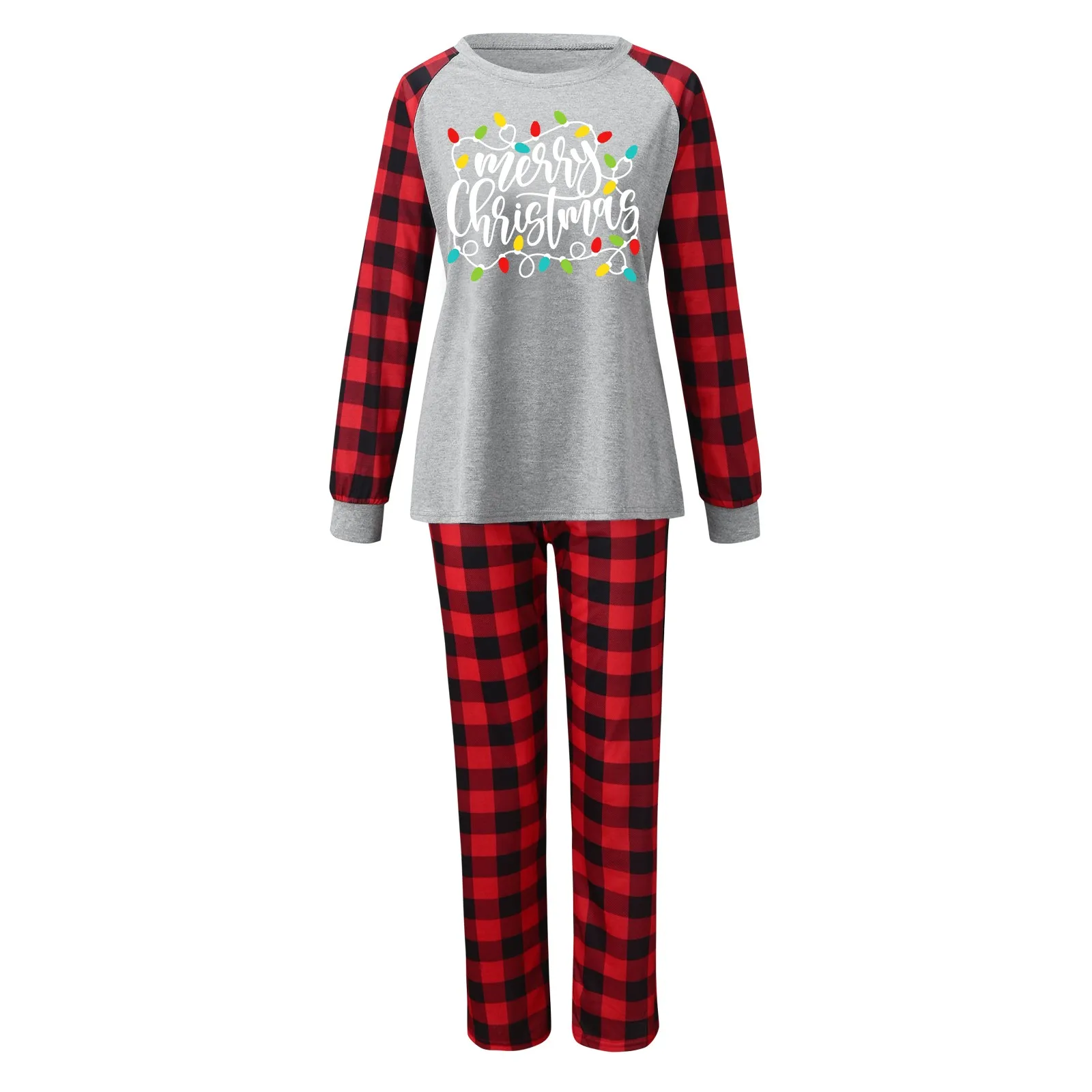

Christmas Women Letter Plaid Print Top And Pants Clothes Set Xmas Family Matching Pajamas Matching Family Easter Pajamas
