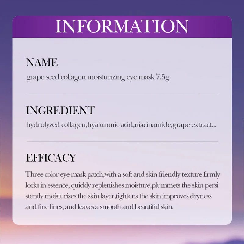 SADOER Grape Crystal Collagen Eye Mask Anti Dark Circles Removal Eyes Bags anti-aging Moisturizing Anti Wrinkles Eye Patches