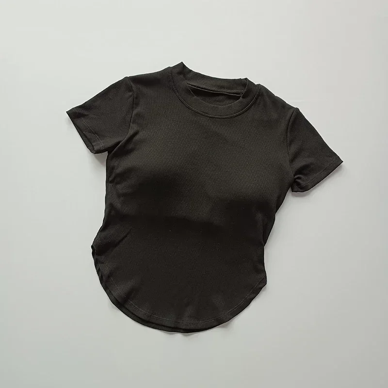 thumbnail image 1 of Traje de Yoga con cojín para el pecho de manga corta para mujer, Top deportivo que absorbe el sudor, secado rápido, absorción de humedad fina para ocio, 1 of 6
