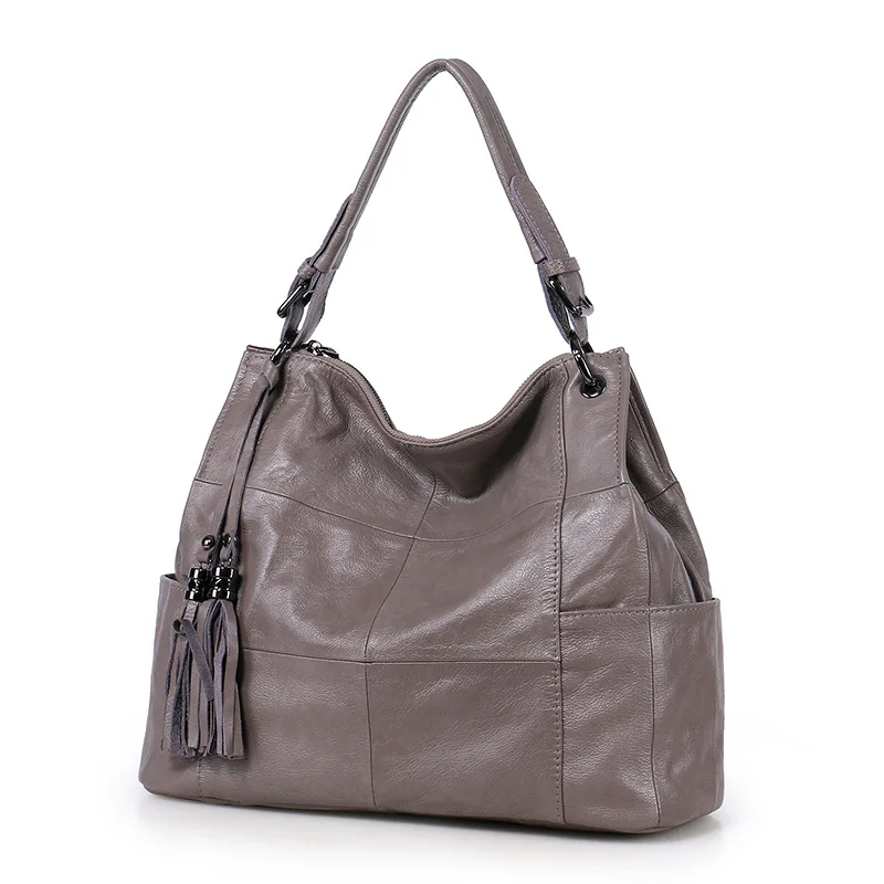 

2023 New Retro Tassel Women's Bag Casual Top Layer Cowhide Oblique Straddle Bag Large Capacity Soft Leather Bag