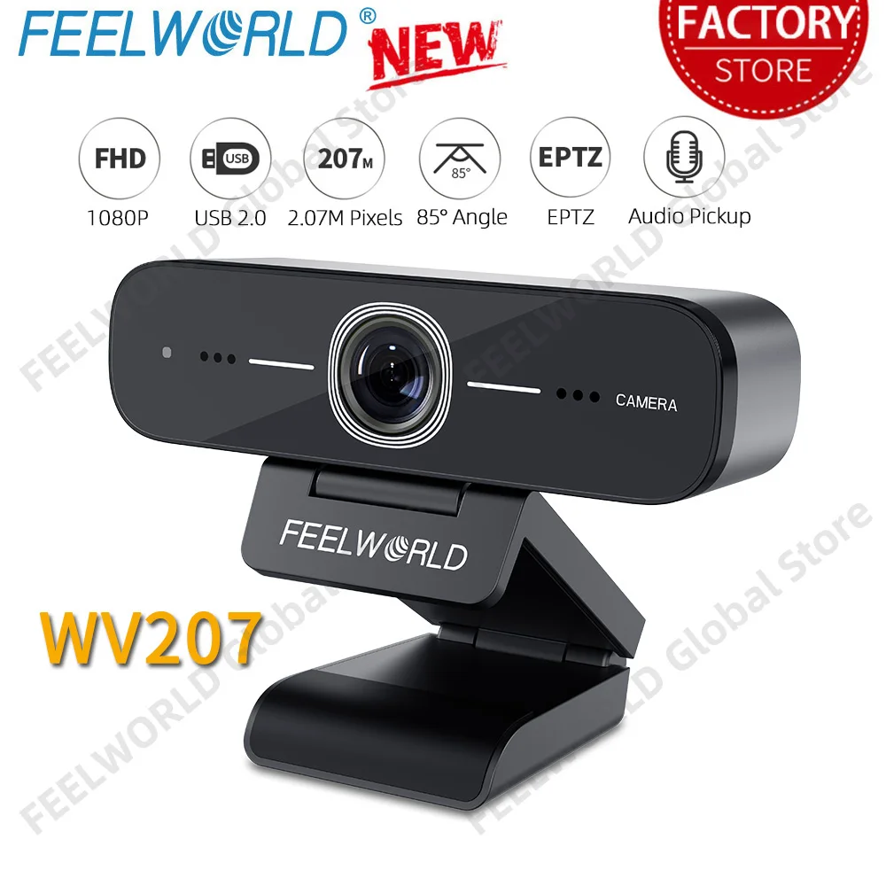 

FEELWORLD WV207 1080P HD 60fps Webcam with Microphone for Desktop Laptop Computer PC Meeting Streaming Web Camera Cam USB Online