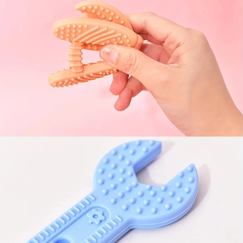 젖니 장난감 케어 장비 냉동고, BPA 프리 실리콘 씹는 장난감, 해머 렌치 스패너 플라이어 모양, 0-12 개월