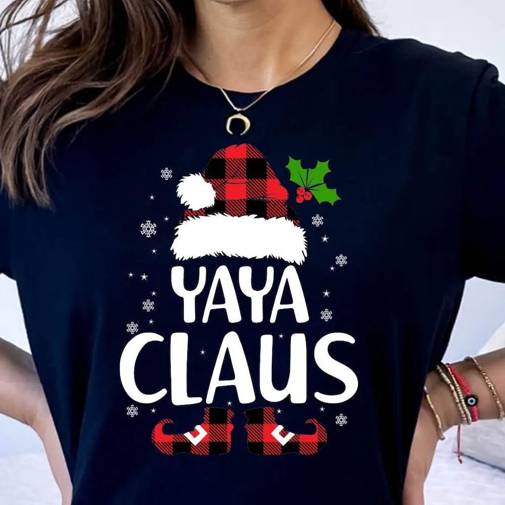 Рождественская футболка Yaya Claus, милый Рождественский Забавный Рождественская футболка Yaya Claus, милый Рождественский Забавный