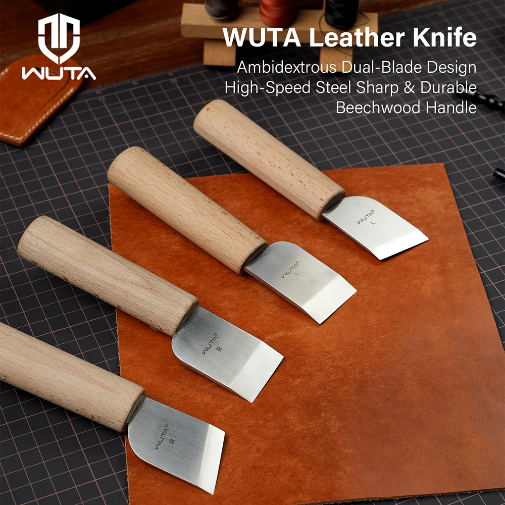 WUTA 전문 가죽 공예 커터 DIY 절단/연마/얇게 썰기/스키빙 도구 고속강 블레이드 오른손/왼손 사용 가능