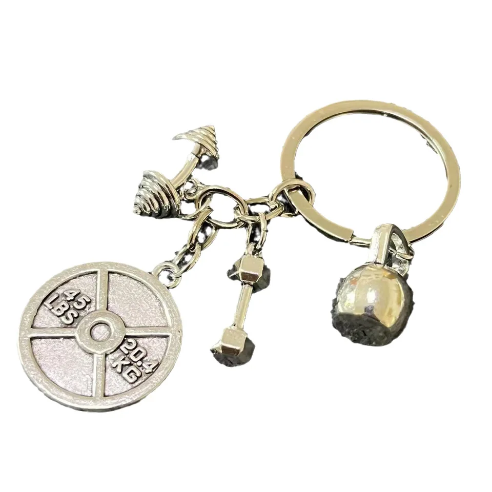 Shimmerz Fitness Schlüsselanhänger Set - Mini Hantel, Kettlebell & Langhantel | Edelstahl Sport Geschenk