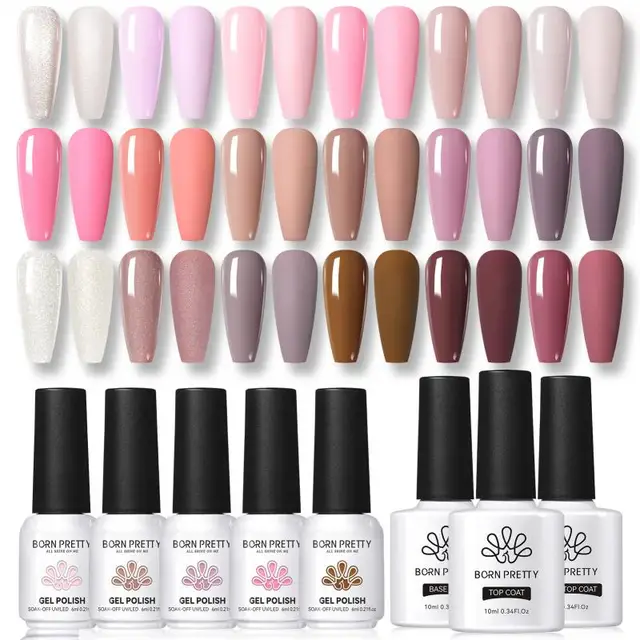 BORN PRETTY Smalto per unghie gel nudo rosa rosso Colore gelatina Semi permanente Soak Off UV LED Vernice Design 6/7/10/15ml Forniture per unghie 2