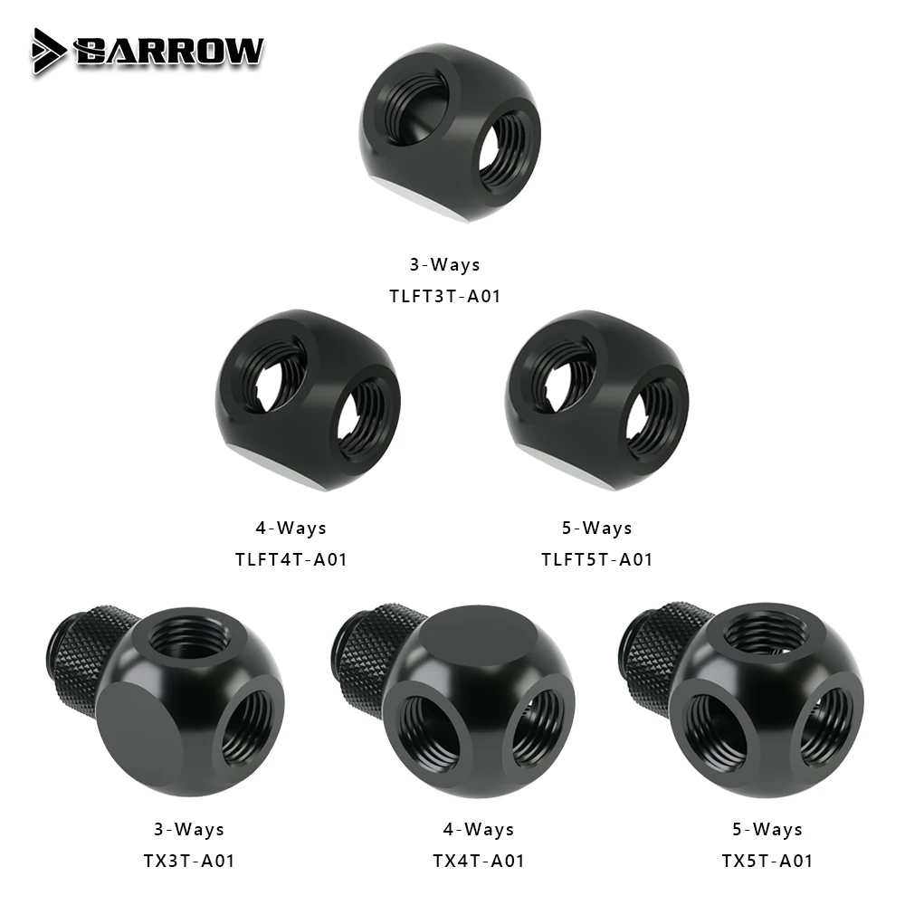 Acessórios Esféricos g1 do Carrinho de Mão 5-way Adaptador Rosqueado Bronze T-tipo Conector do Cubo da Bola Giratória para Refrigerar de Água do pc Tlft5t-a0