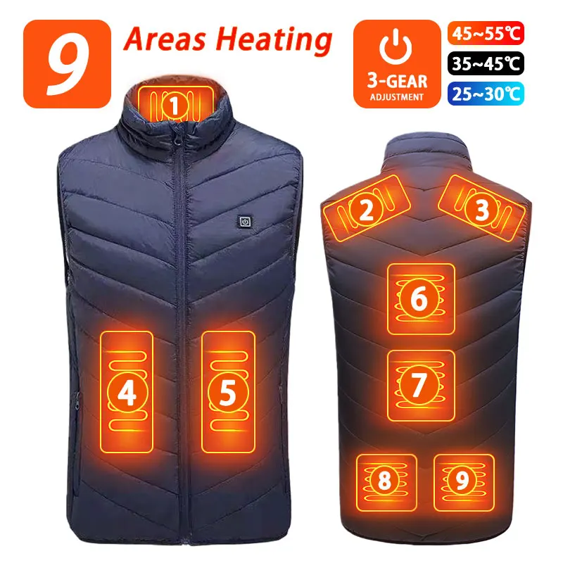 thumbnail image 1 of 21 ZONAS DE CALEFACCIÓN Chaleco calefaccionado Chaqueta calefactora ligera Chalecos de abrigo Hombres Mujeres Invierno USB Autocalentamiento Chaqueta térmica calefactora, 1 of 5