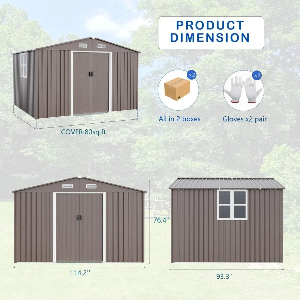 Popular 10'x8' Galvanized Metal Outdoor Storage Shed 6