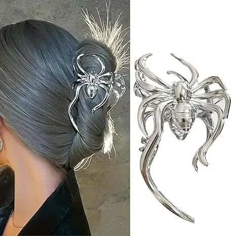 

1Pcs Silver Spider Metal Hair Claw Clips Alloy Halloween Hair Claw Clips, Metal Hair Clip for Punk & Y2K-Style Hair Accessories