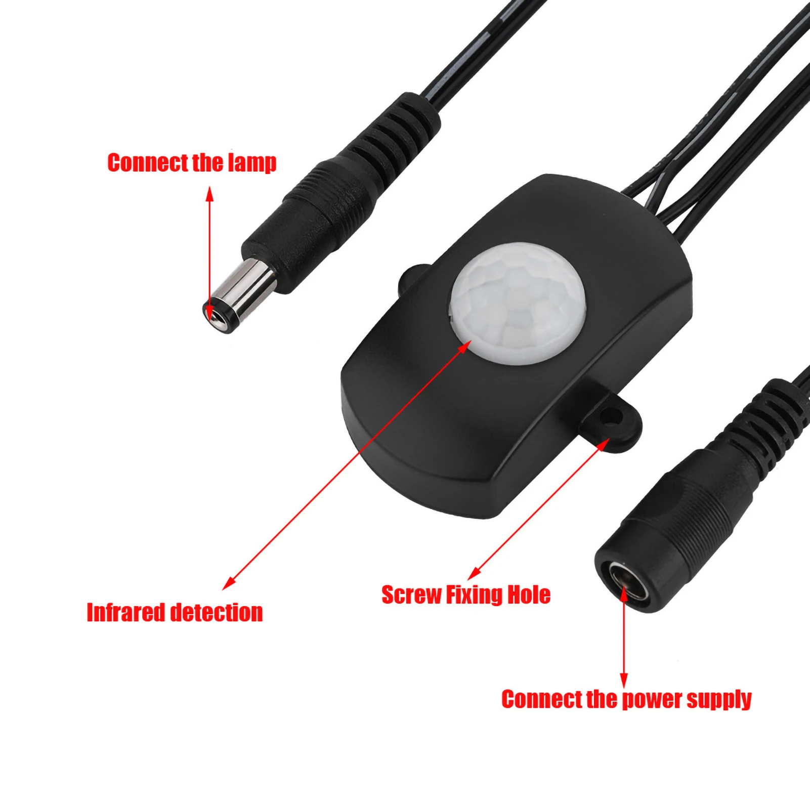 5A 6‑24V Human Body Sensor Detector Body Infrared Detector Switch Portable Eco-friendly Adjustable for Bathroom Basement