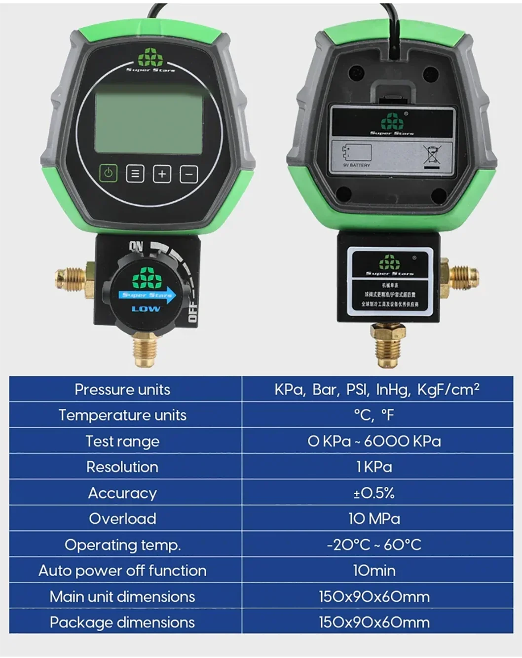 New Electronic Fluoride Gauge Digital Display Manifold Tester Refrigerant Vacuum